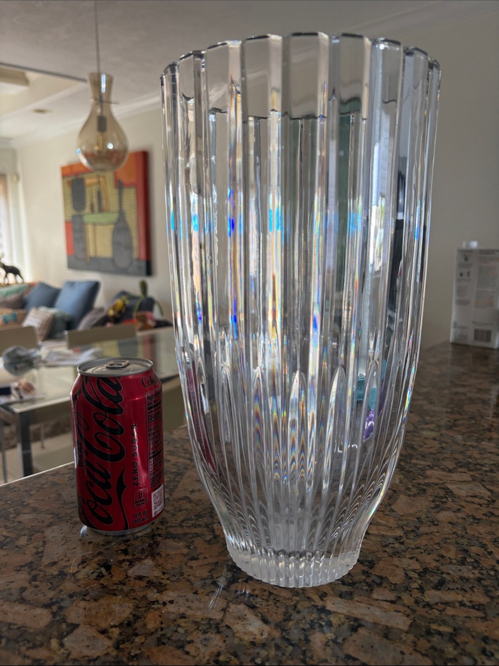 Wedgwood Clear Ribbed Crystal Glass Vase signed